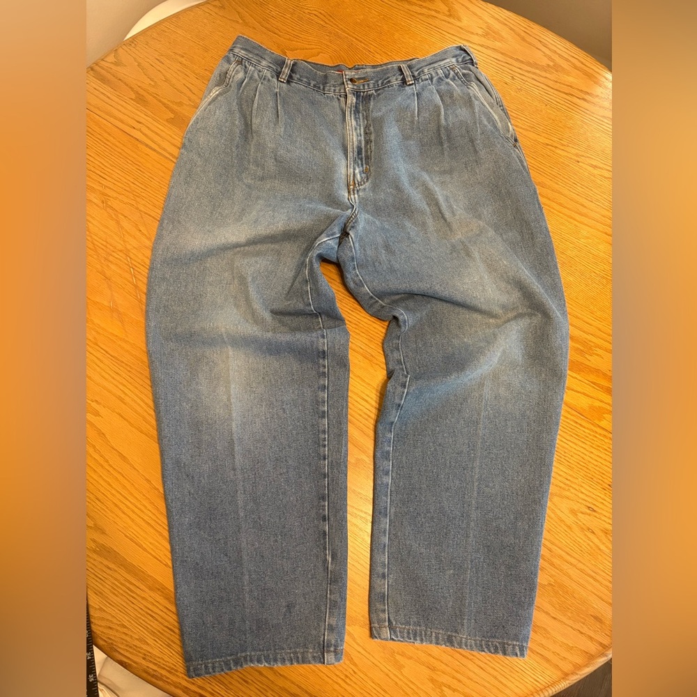 Bugle Boy Relaxed Fit Baggy Jeans Mens 34x28 Distressed Patch